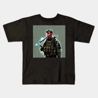 Soldier smoking Kids T-Shirt